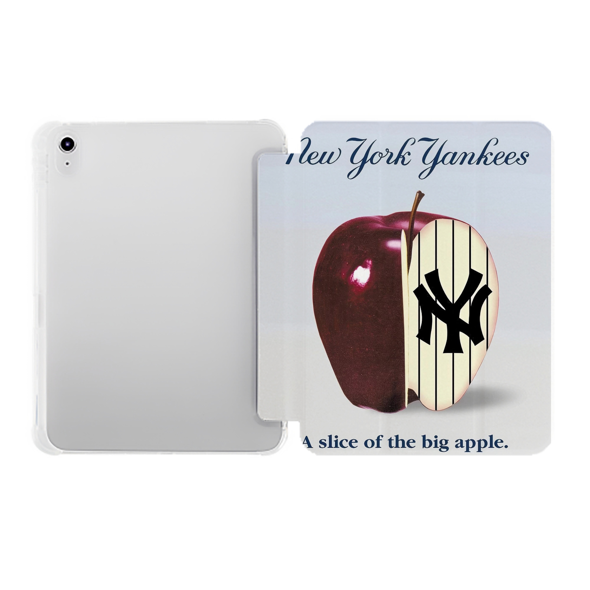 New York Yankees 202 Premium Tri-Fold PU Leather & Silicone IPad Case With Pencil Slot – Fits 9.5,10.5,10.9 – Adjustable Stand, Slim, Protective